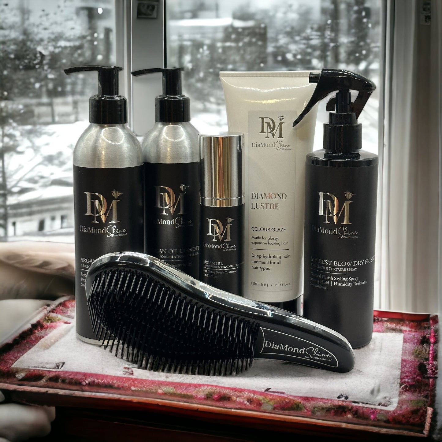 DiaMond Shine Full Recovery Set for Smooth ,Healthy and Shiny Hair + Detangling Brush