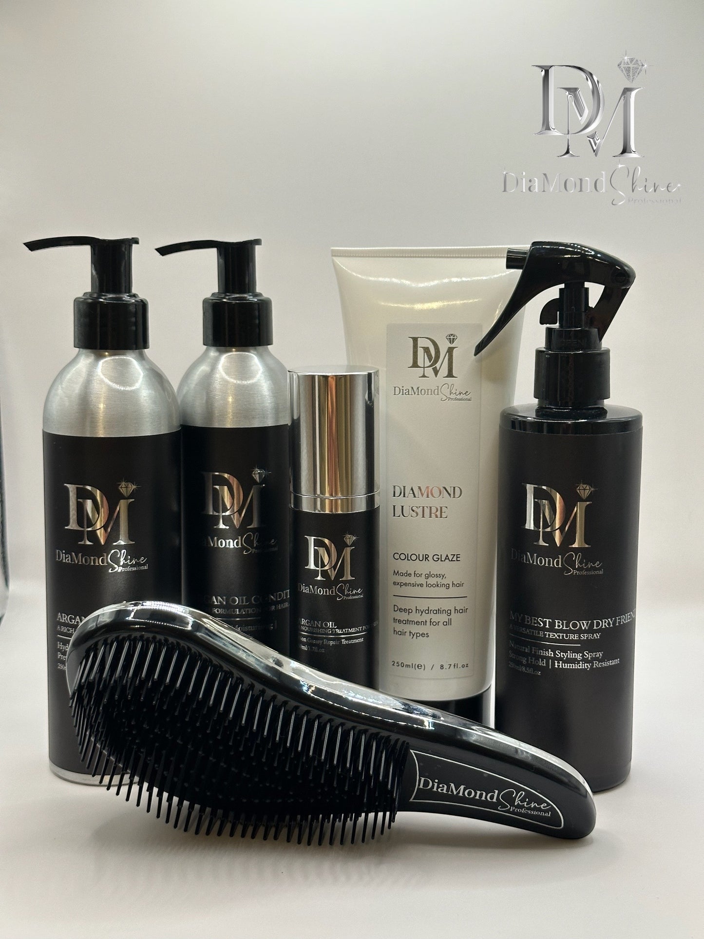 DiaMond Shine Full Recovery Set for Smooth ,Healthy and Shiny Hair + Detangling Brush