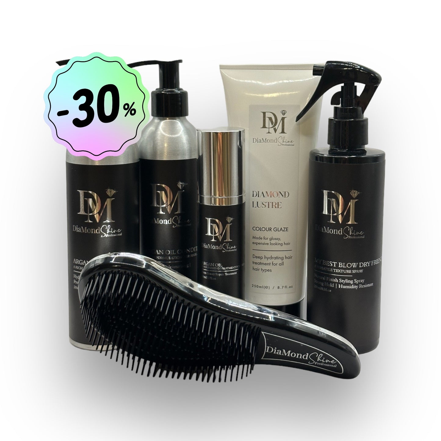 Black Friday Sale DiaMond Shine Full Recovery Set for Smooth ,Healthy and Shiny Hair + Detangling Brush